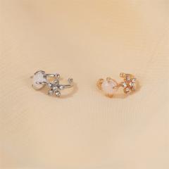 Diamond flower ear cuff