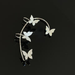 Rhinestone shiny butterfly ear wrap