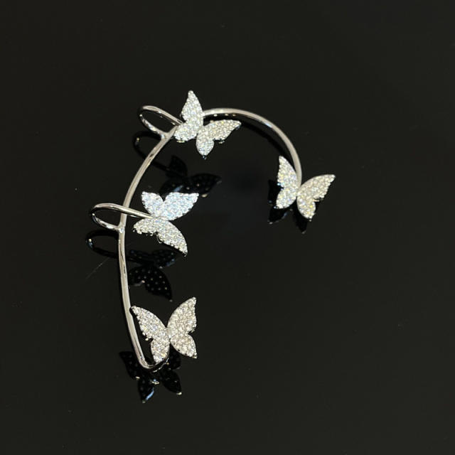 Rhinestone shiny butterfly ear wrap