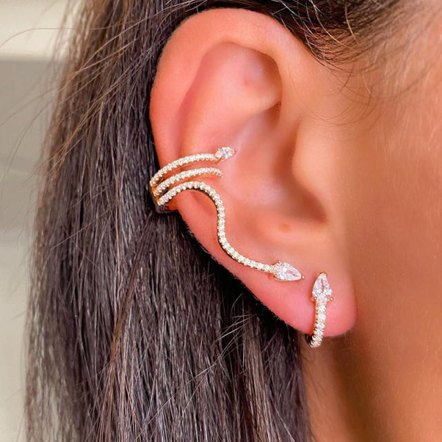 Rhinestone alloy ear cuff 2 pcs set