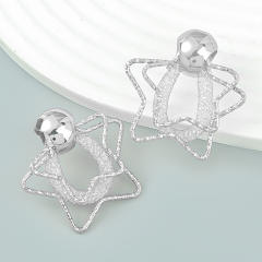 INS personality hollow star metal ear studs