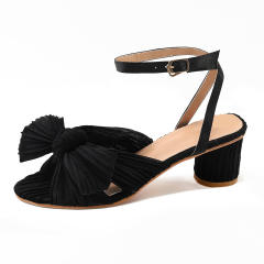 Elegant bow block heels sandals
