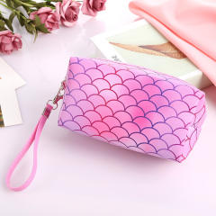 PU leather cosmetic bag colorful scale pattern