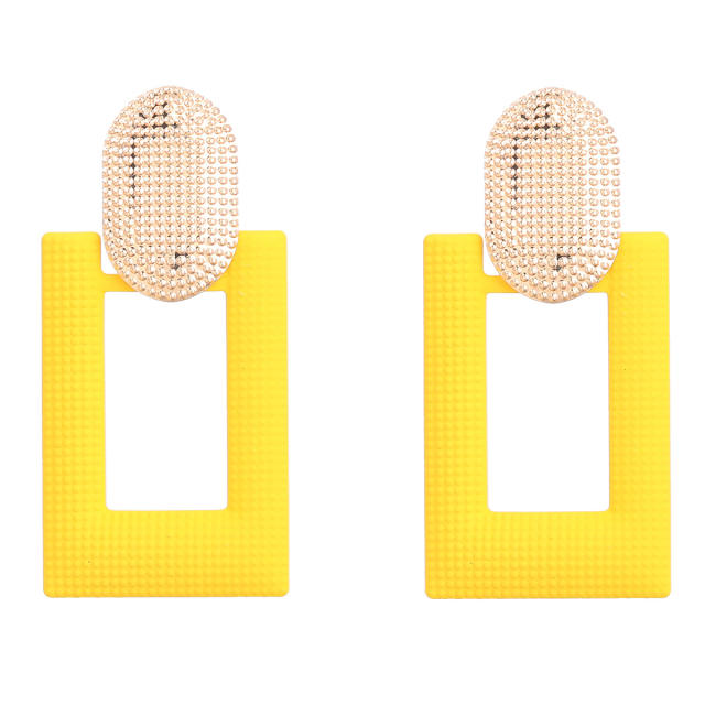 INS geometric spray paint square earrings