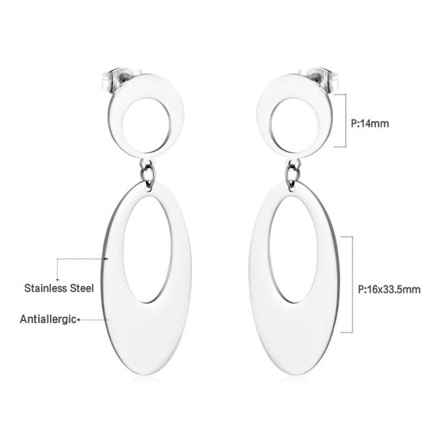 Stainless steel geometric square ring dangle earrings