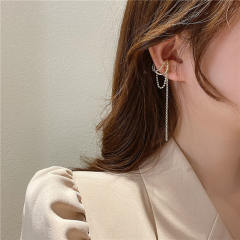 Diamond multi-layer chain tassel ear cuff