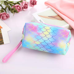 PU leather cosmetic bag colorful scale pattern