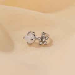 Diamond flower ear cuff