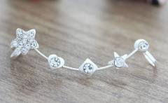 Diamond star heart one piece ear cuff