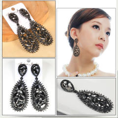 Black color diamond drop earrings