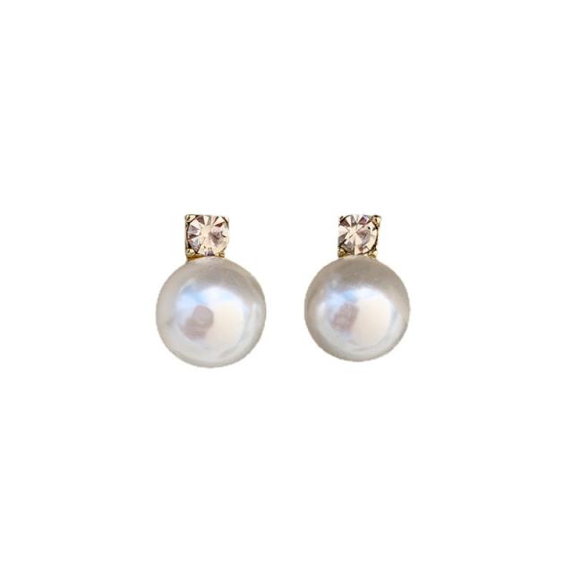 Chic pearl diamond clip on earrings