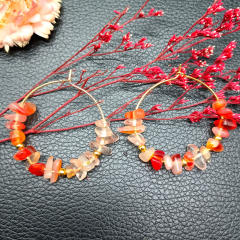 Natural crystal boho hoop earrings