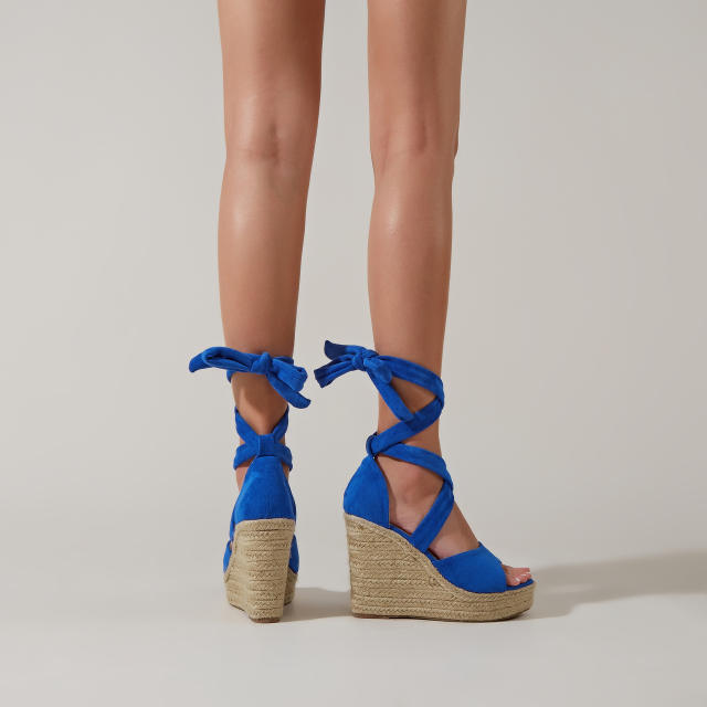 Colored strappy wedge sandals