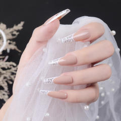 White heart clear false nails