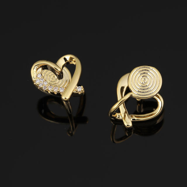Diamond heart clip on earrings