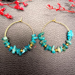 Natural crystal boho hoop earrings