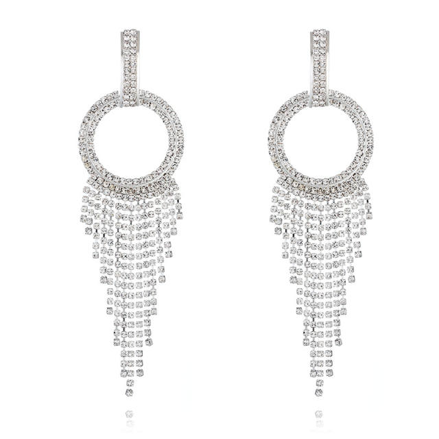 Korean fashion rhinestone tassel ring earrings