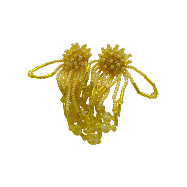 Handmade seed beads tassel flower earrings for women