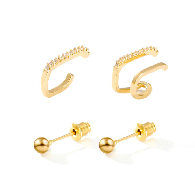 Diamond geometry ear cuff set