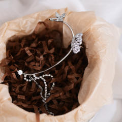 Diamond butterfly tassel ear wrap