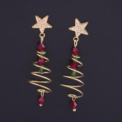 Christmas tree clip on earrings dangle earrings