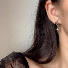 Diamond star drop ear cuff clip on earrings