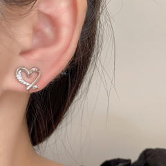 Diamond heart clip on earrings
