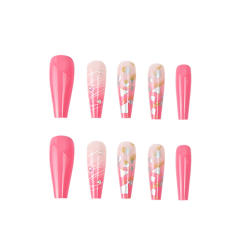INS hot sale deep pink color false nails