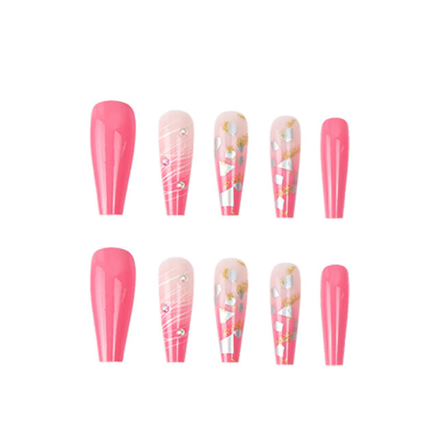 INS hot sale deep pink color false nails