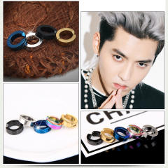 Black punk titanium steel ear clip