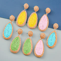 Natural summer straw drop earrings
