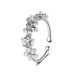 Diamond flower ear cuff