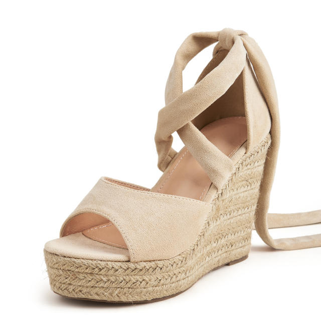 Colored strappy wedge sandals