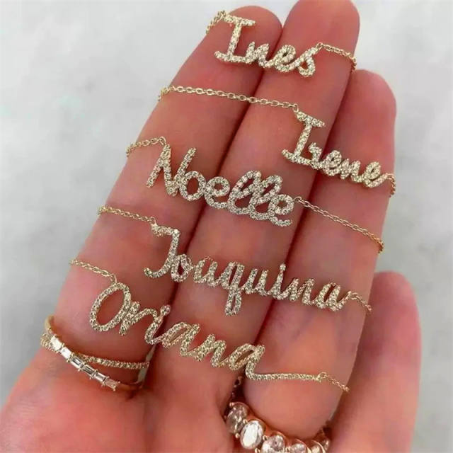 Occident fashion full of diamond custom necklace name necklace