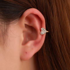 Diamond heart U shape ear cuff