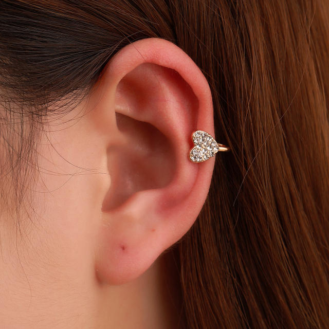 Diamond heart U shape ear cuff