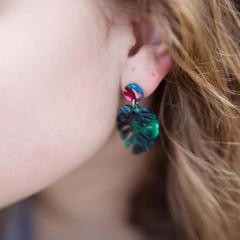 Famous acetate acrylic plate tree leaf earrings