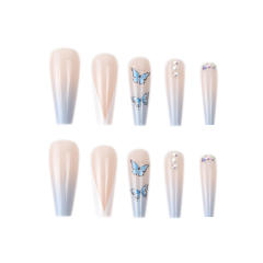 INS hot sale blue butterfly false nails