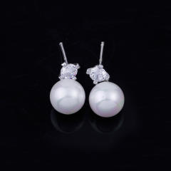 Cubic zirconia pearl clip on earrings