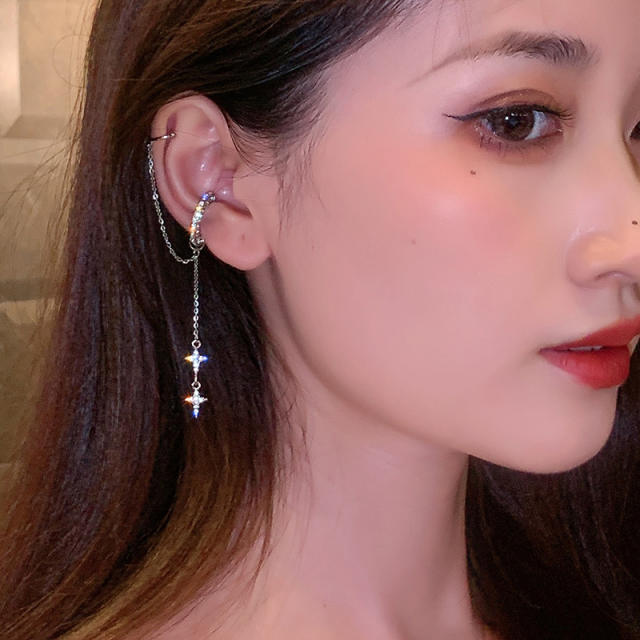 Diamond Cross tassel ear cuff