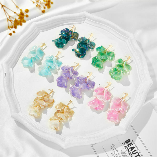Acrylic petal summer dangle earrings