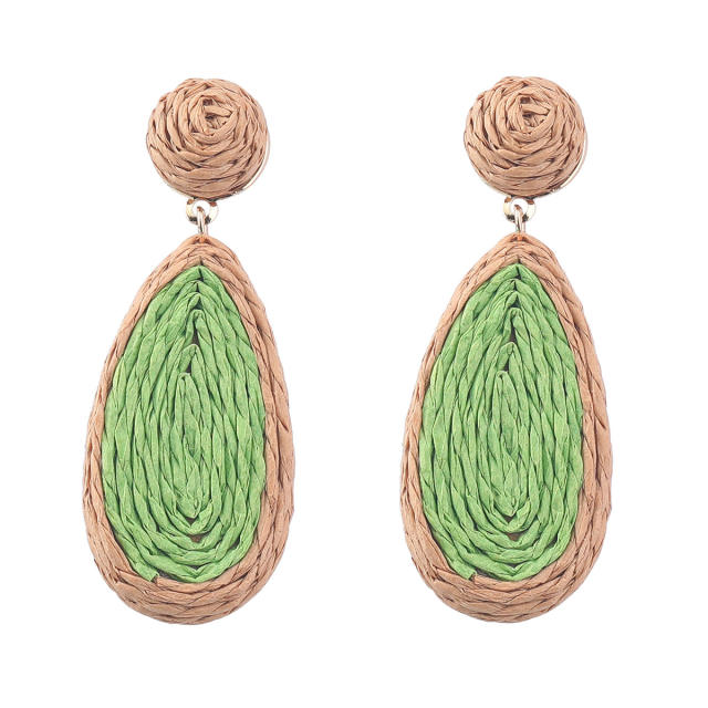 Natural summer straw drop earrings
