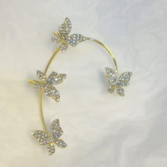 Rhinestone shiny butterfly ear wrap