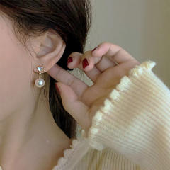 Pearl clip on earrings drop earrings