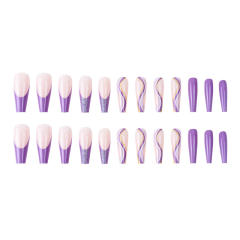 Purple color gliter false nails