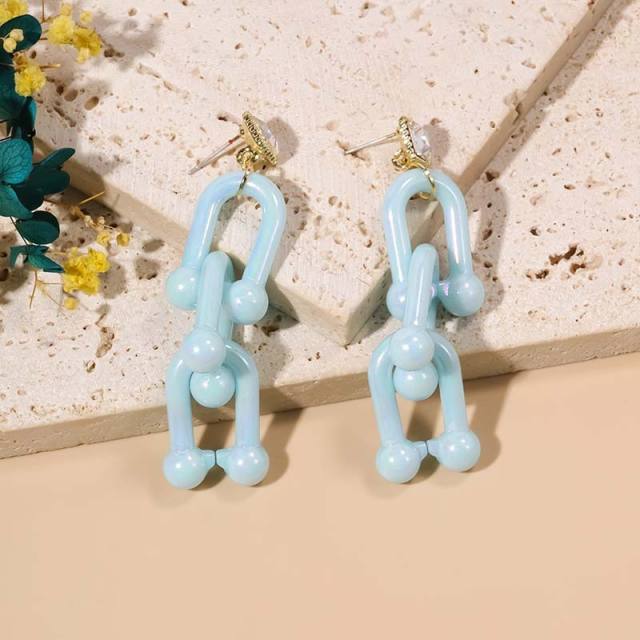 Candy color acrylic chain earrings