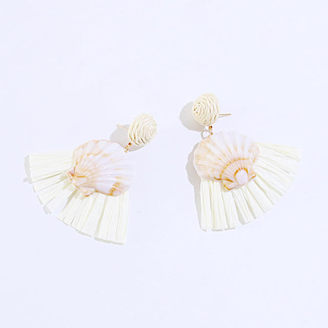 Boho fan shape shell earrings for women