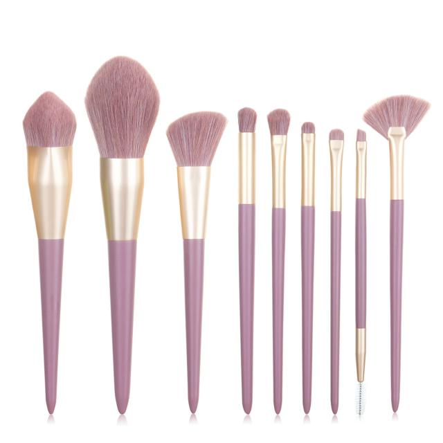 9pcs pink purple color makeup brushes set