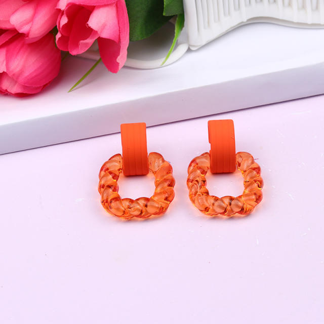 TIKTOK hot sale jelly color acrylic square earrings
