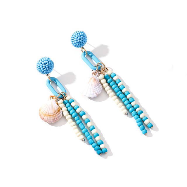 Boho beach trend tassel seed beads earrings